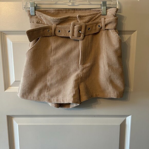 Altar'd State Pants - Altar’d State High Rise Belted Corduroy Shorts Tan S
